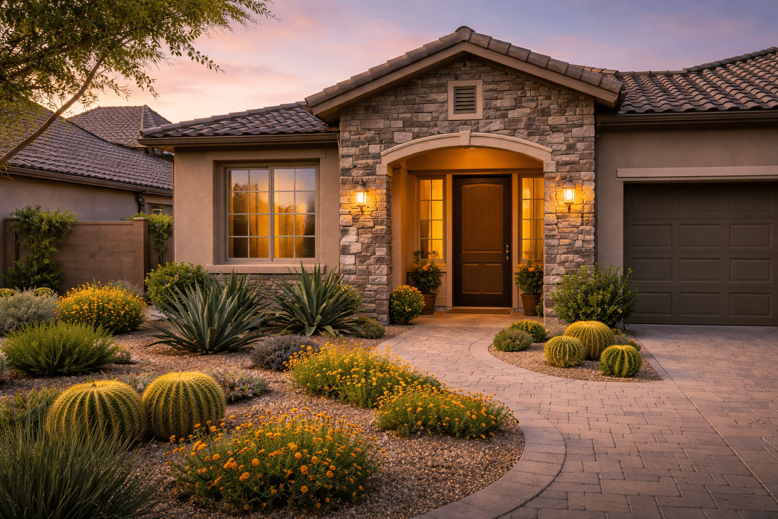 Welcoming front entry of a move-in-ready home in Goodyear, AZ for a homebuyer