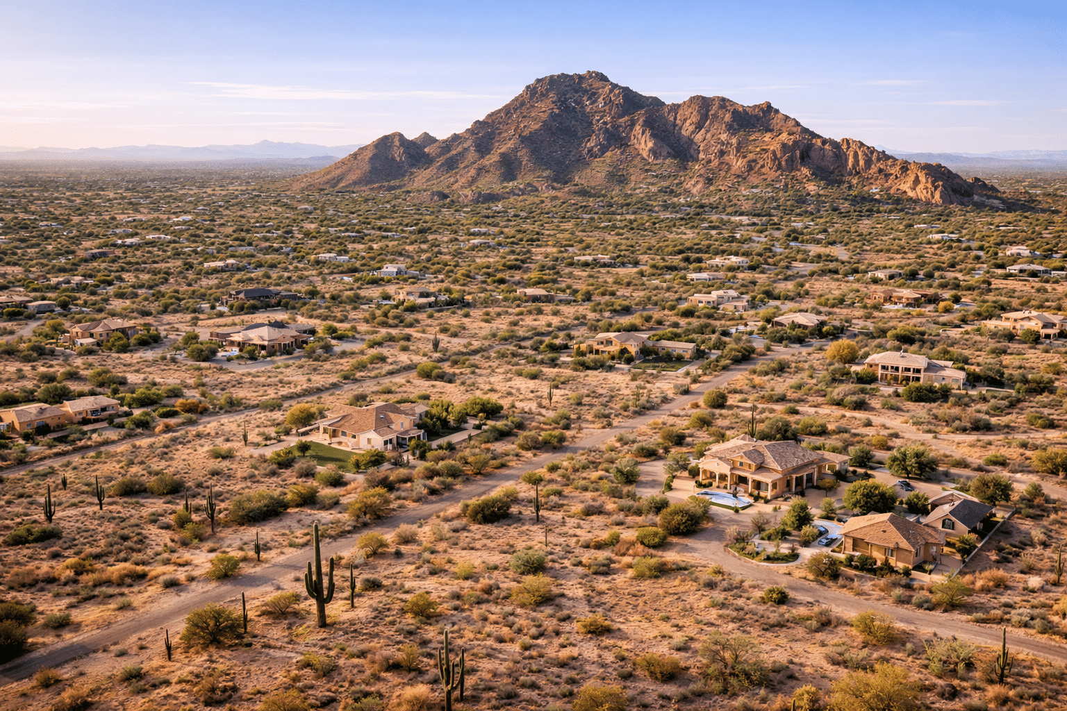 Paradise Valley AZ real estate aerial lot scale land scarcity Camelback Mountain view