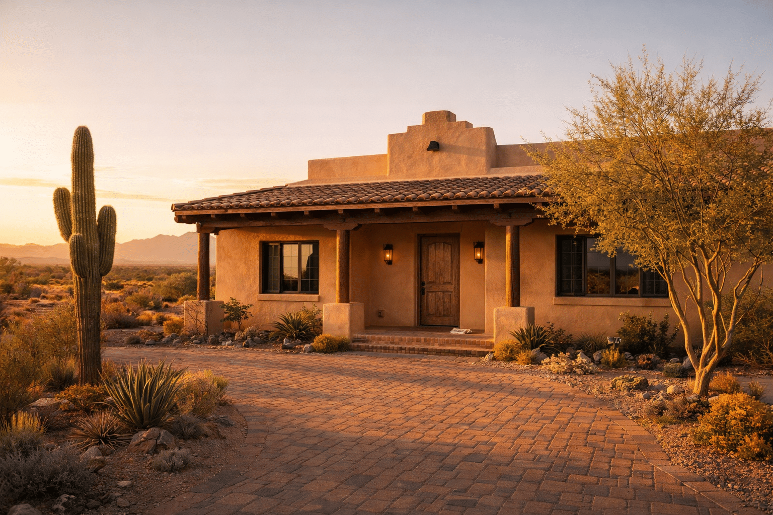 homes for sale in Wickenburg AZ territorial ranch architecture front elevation desert landscaping