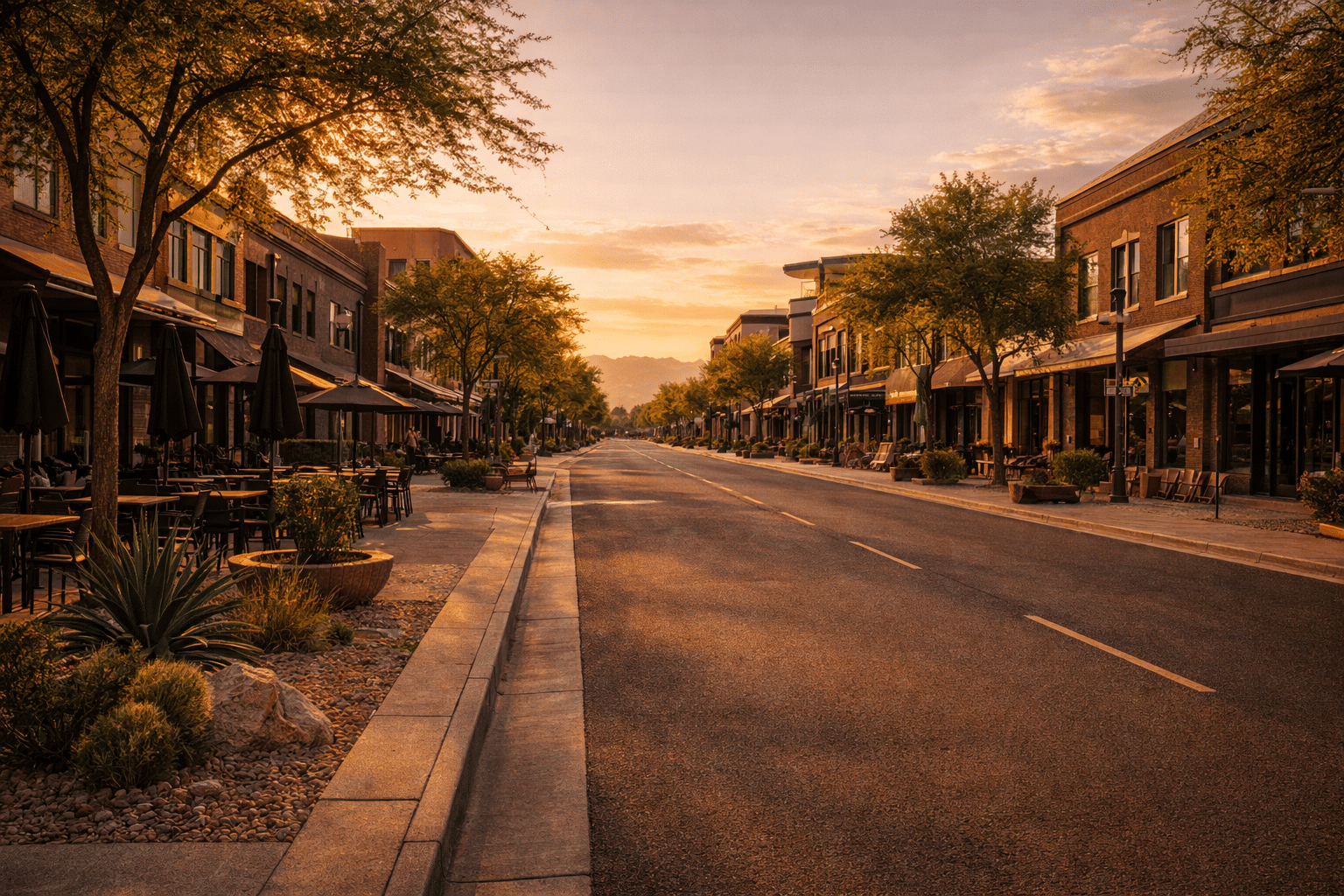 Tempe AZ homes for sale Mill Avenue urban streetscape walkable Golden Hour