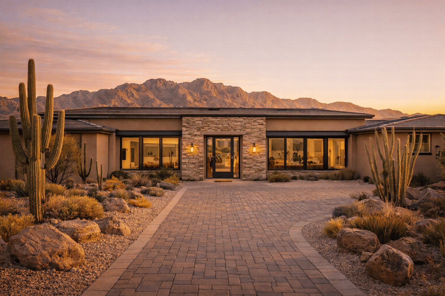 Rio Verde AZ homes for sale new construction desert-contemporary exterior Golden Hour