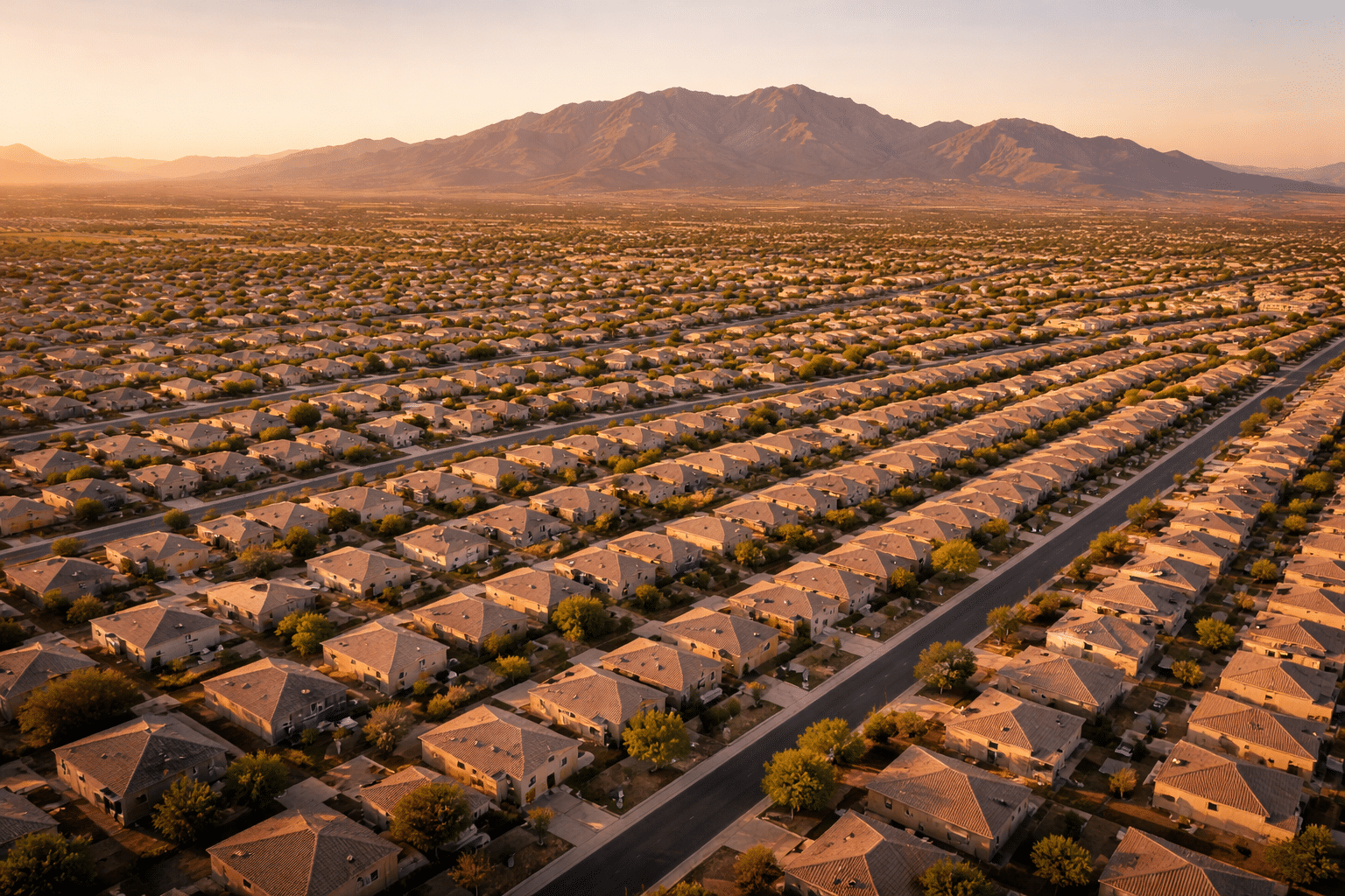 El Mirage AZ real estate aerial view residential grid White Tank Mountains