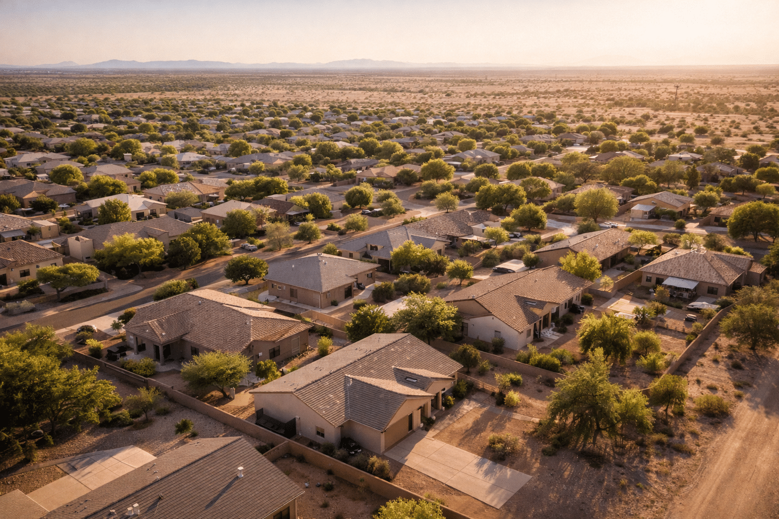 Florence AZ real estate aerial established neighborhood home seller view