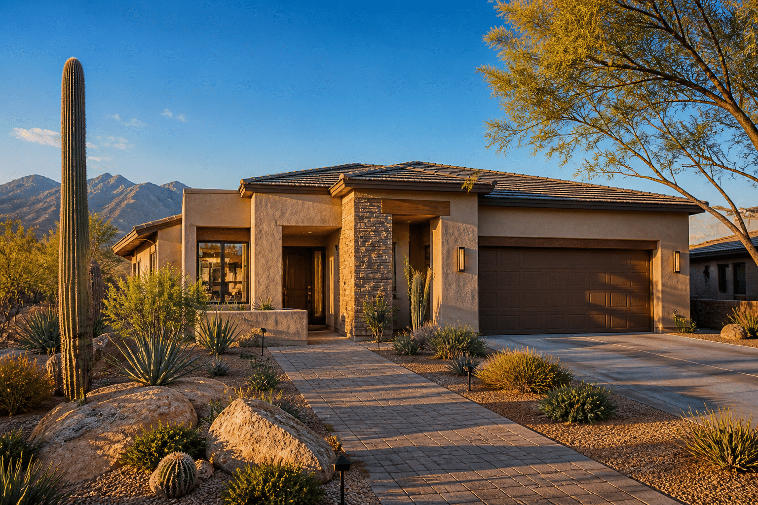 single-story Asante Heritage home exterior in north Surprise, Arizona