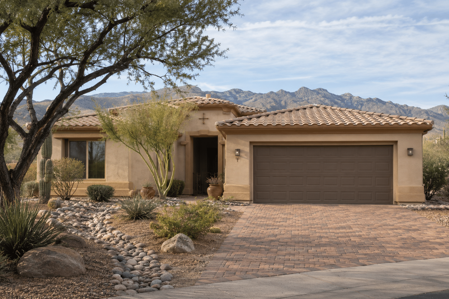 Single-story Trilogy-style home exterior