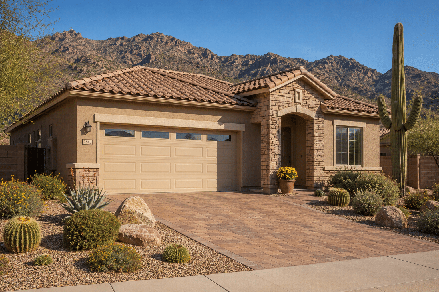 ingle-story Del Webb home exterior at Solera at Johnson Ranch