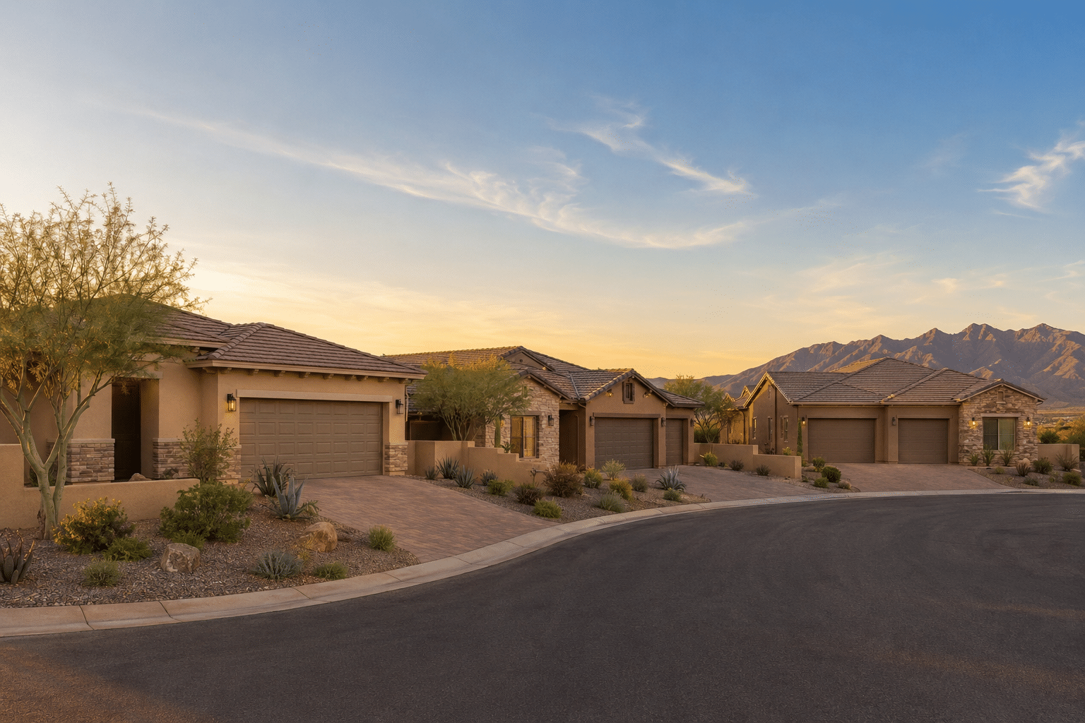 residential streetscape and home-exterior