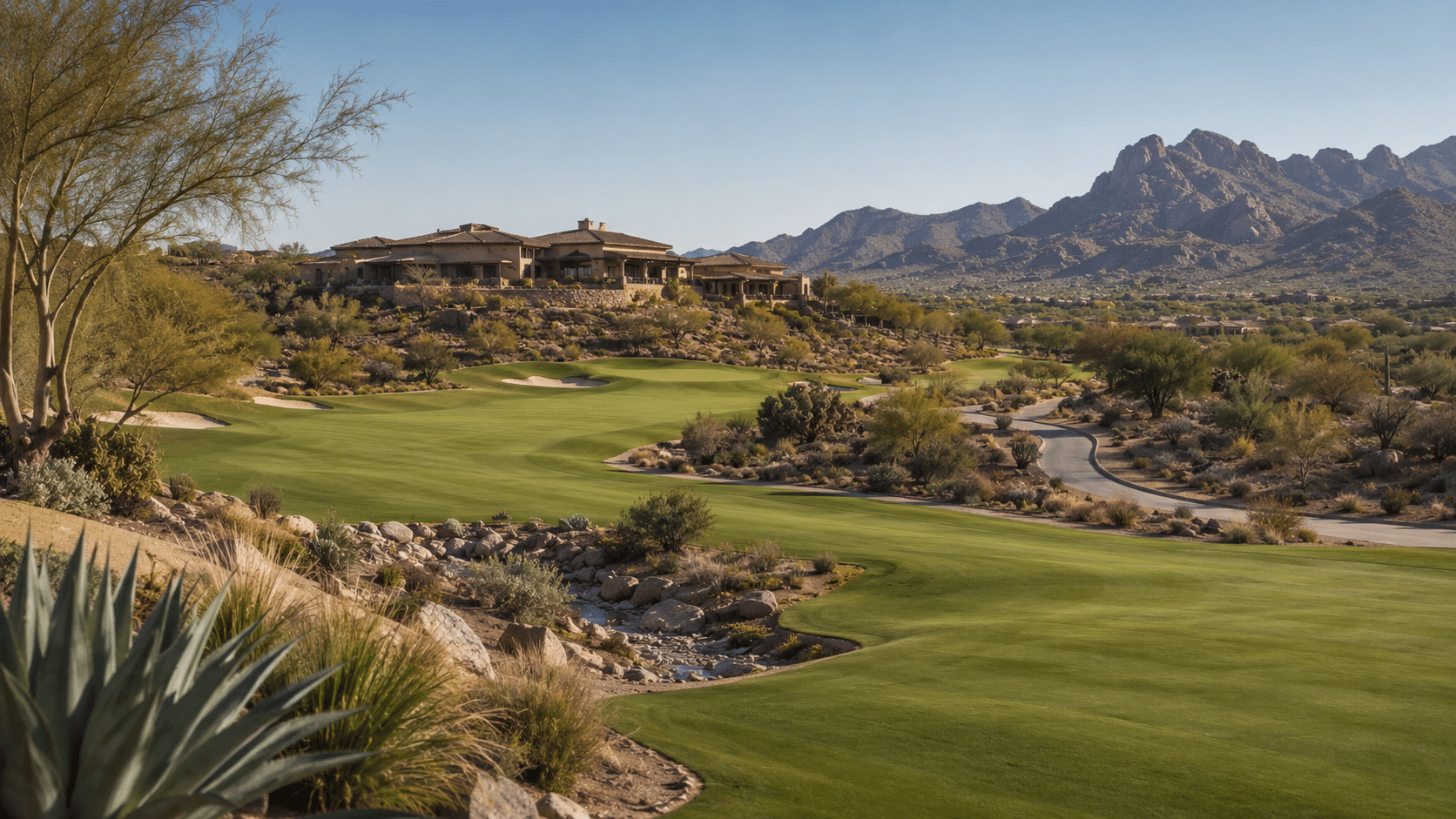 Ancala Country Club golf course fairway with McDowell Mountain backdrop