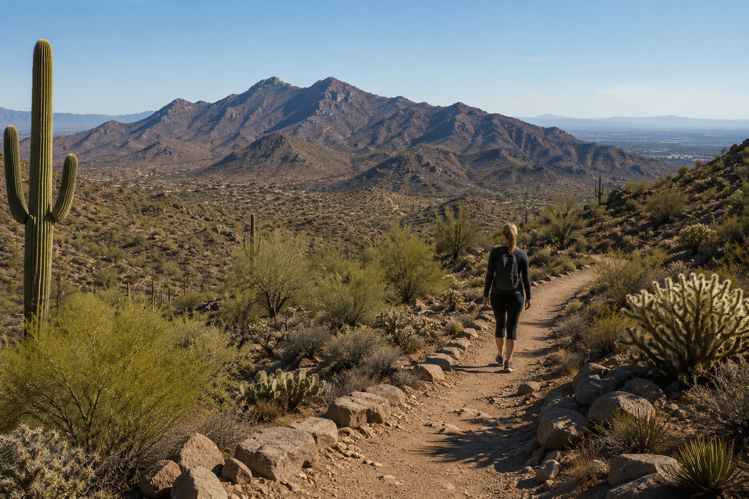 South Mountain Park hiking trail view from Laveen neighborhood