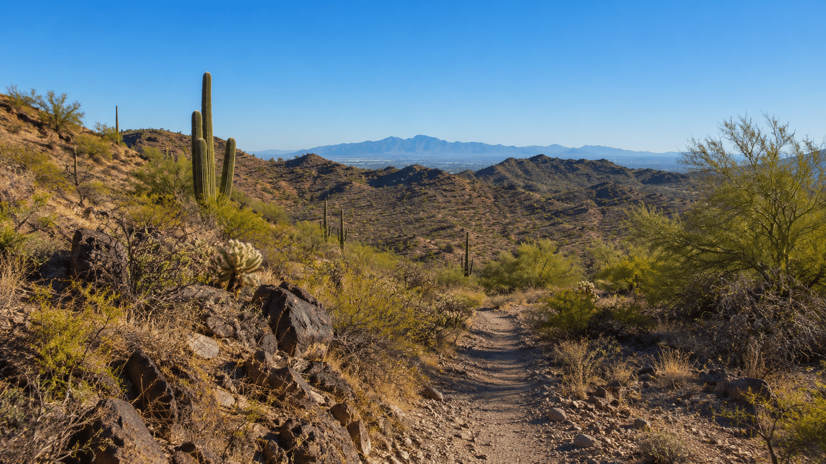 South Mountain Park hiking trail accessible from Laveen Meadows