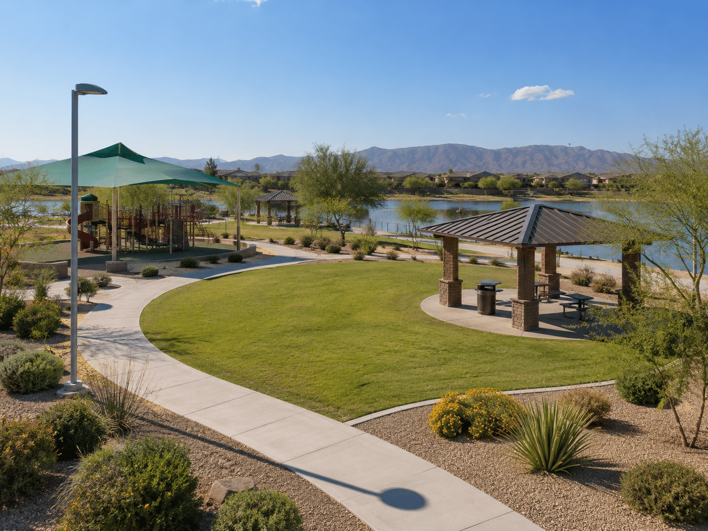 Cesar Chavez Park Laveen fishing lake walking trail aerial