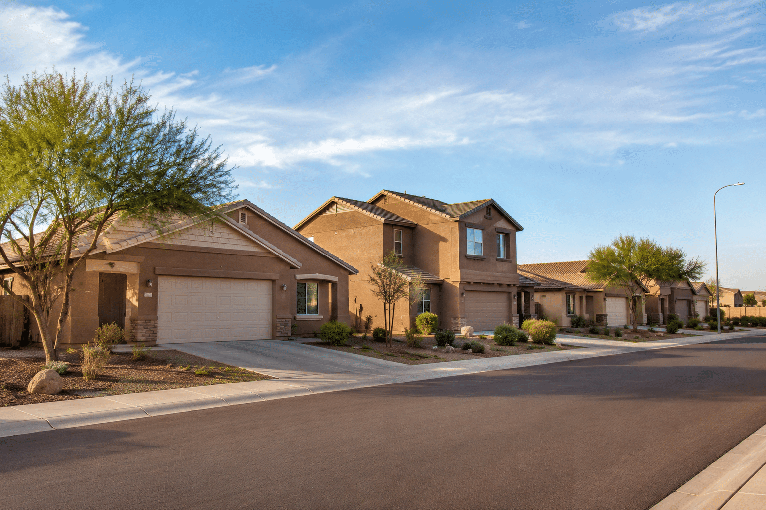 Rogers Ranch community greenbelt walking path desert landscaping