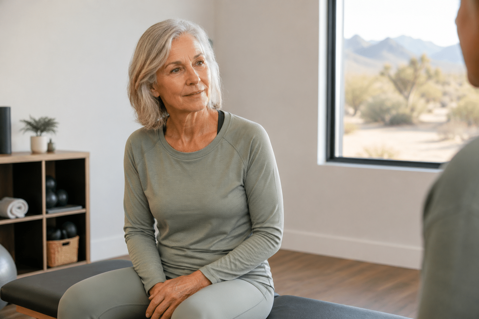 one-on-one stretching consultation at a community wellness studio in Goodyear, Arizona