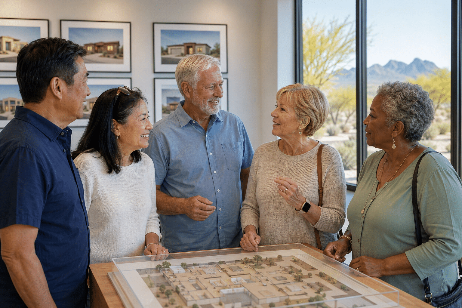 community sales gallery interior at a 55+ community in Goodyear, Arizona