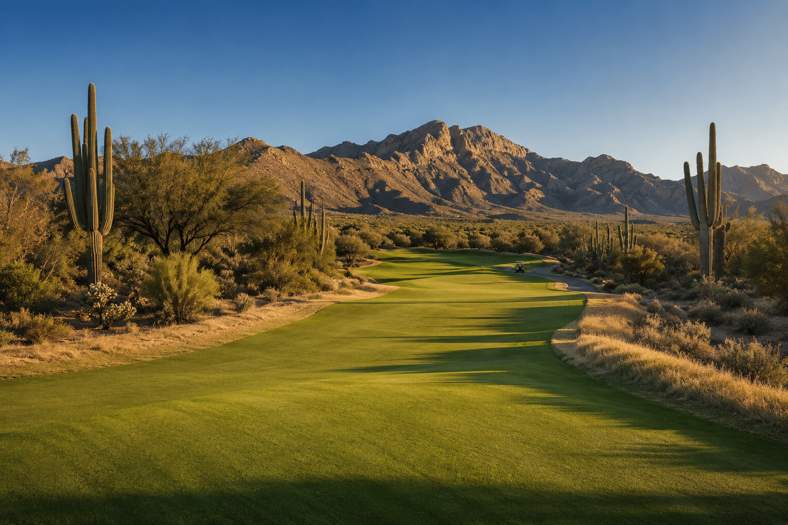 wide fairway corridor on a championship desert golf course in the Sonoran Foothills of north Peoria, Arizona