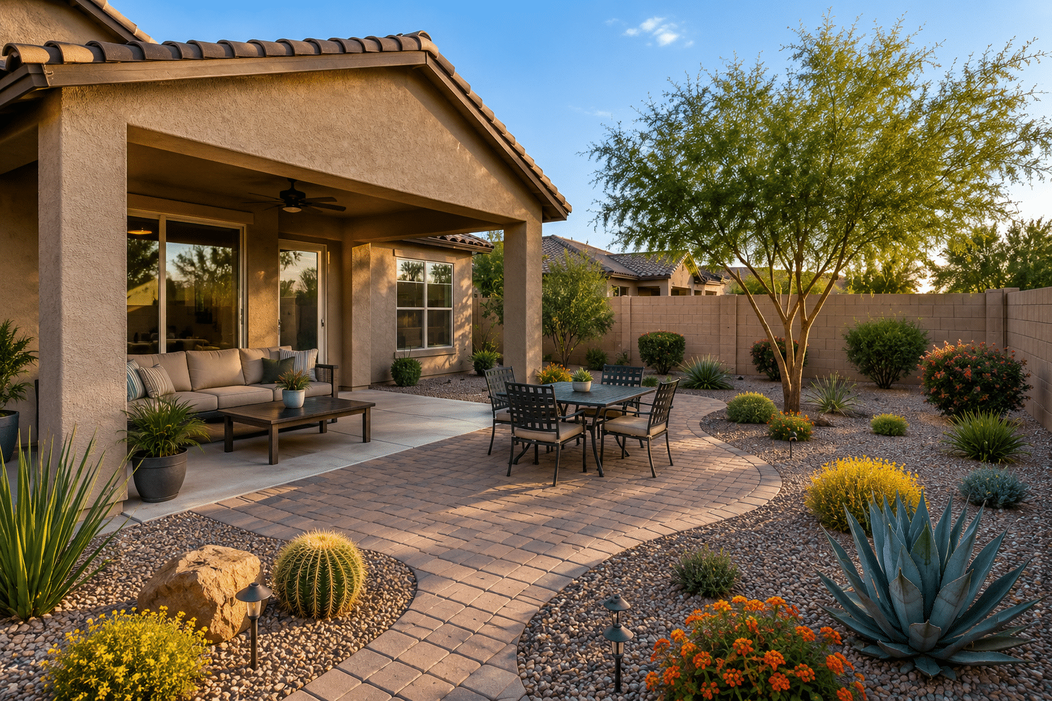 Dysart Ranch Avondale AZ backyard with covered patio and desert landscaping