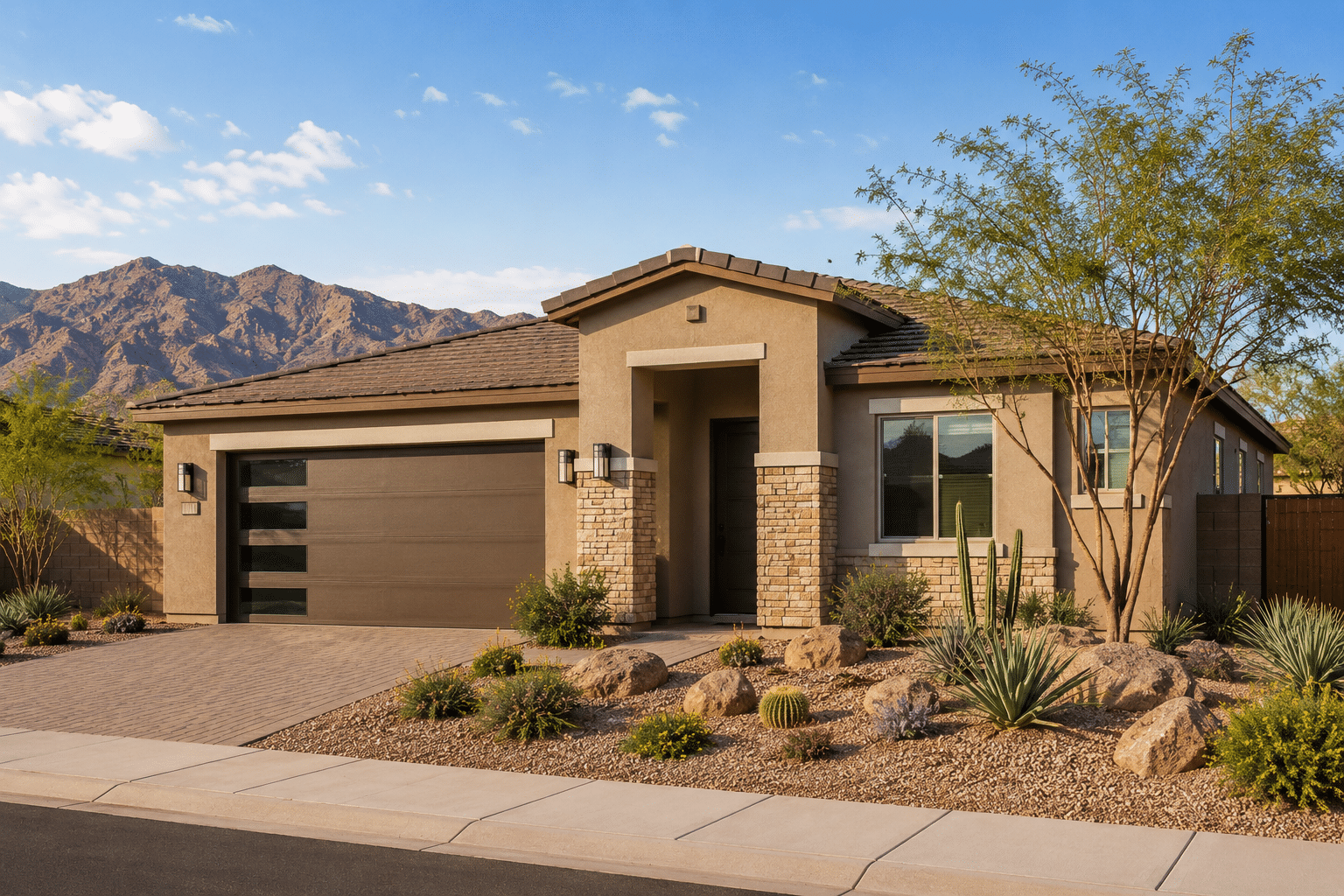Canyon Views Hacienda Brightland Homes new construction single-family desert exterior