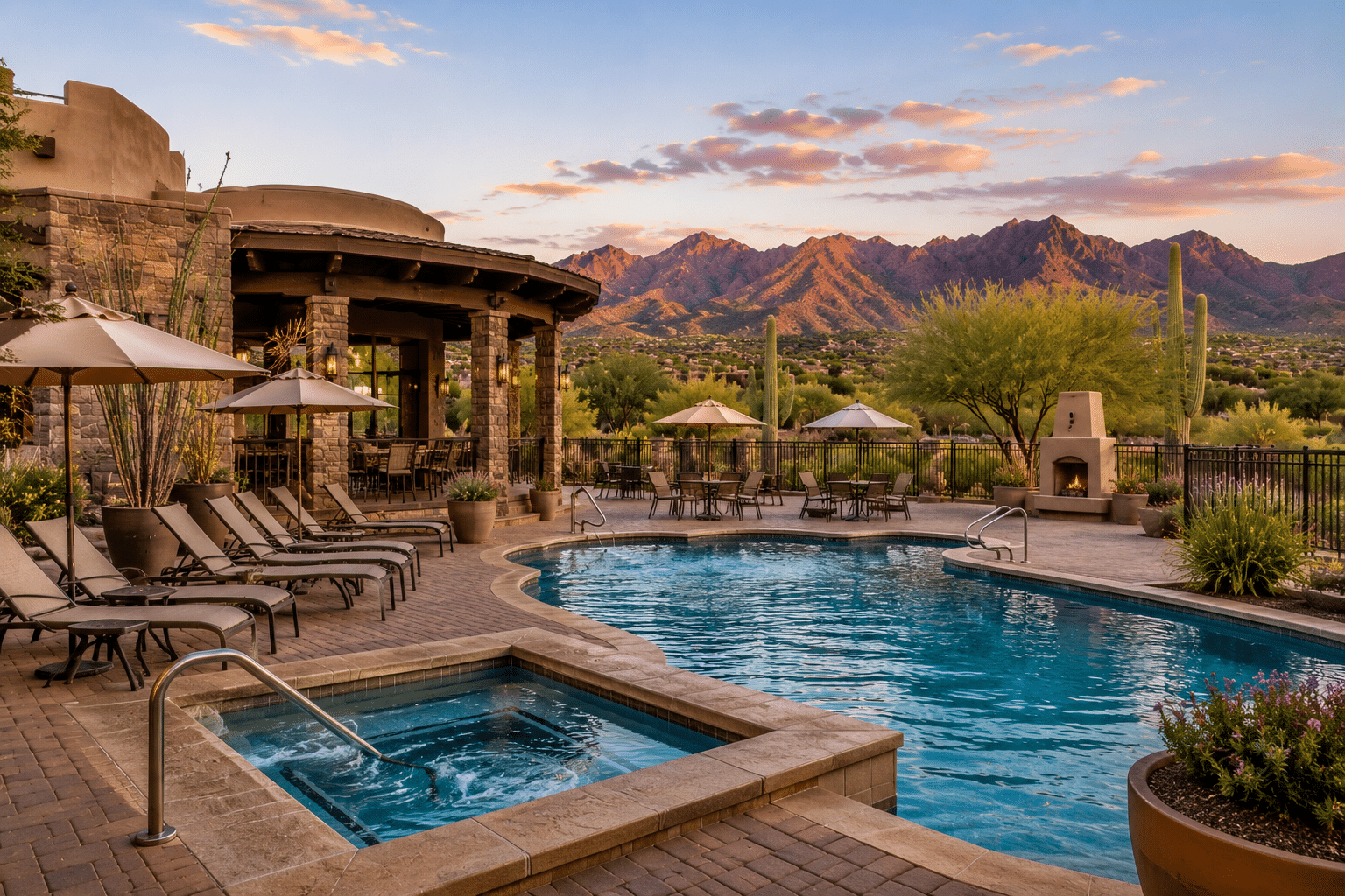 Tonto Verde community heated saltwater pool and outdoor patio
