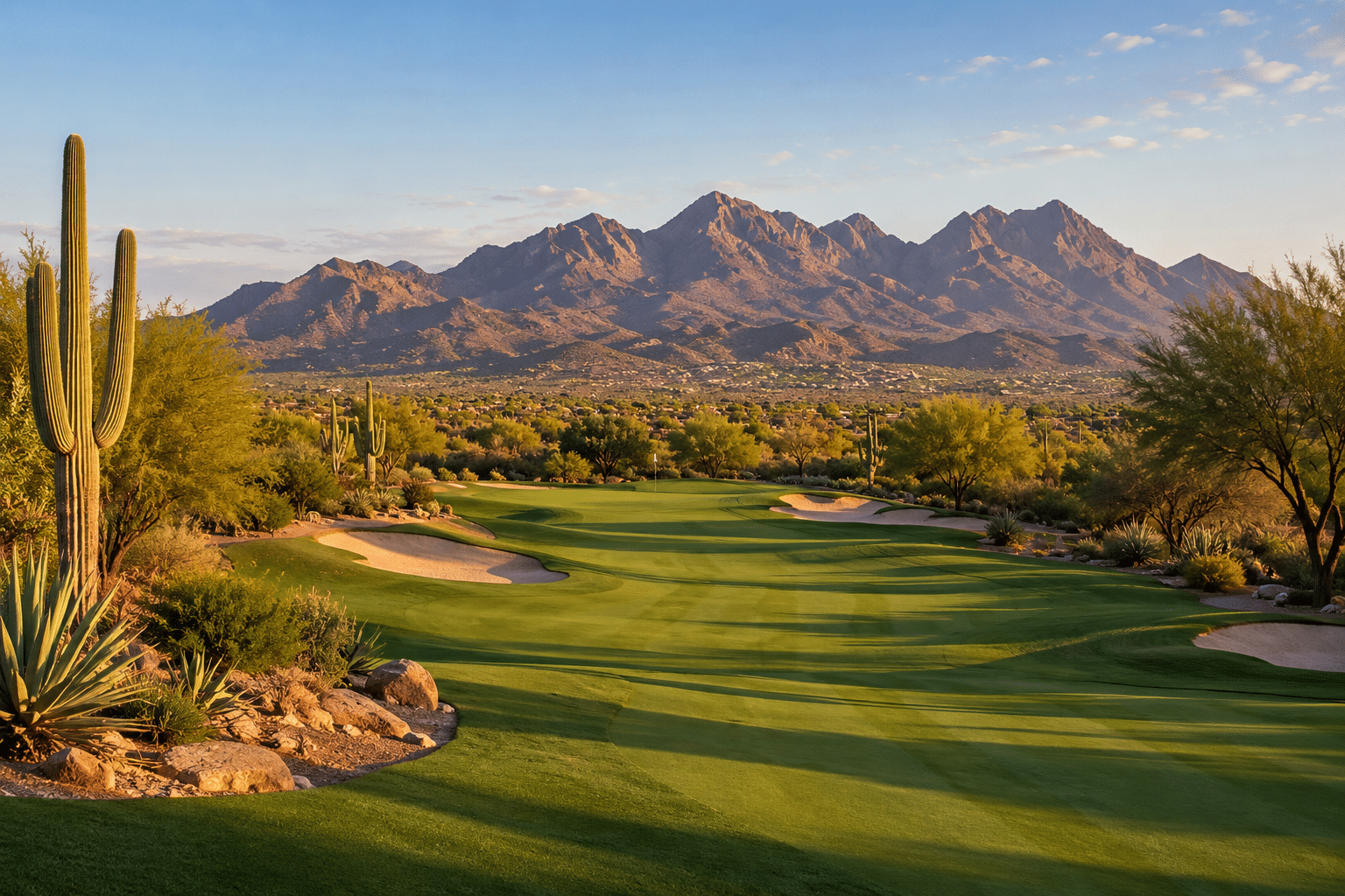 Tonto Verde Golf Club Peaks Course fairway with Four Peaks mountain backdrop