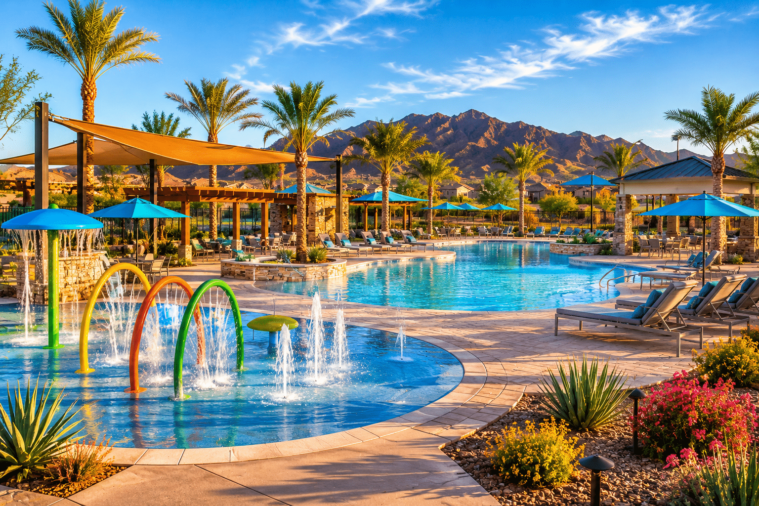 Copper Park resort-style pool and splash pad North Copper Canyon Surprise AZ