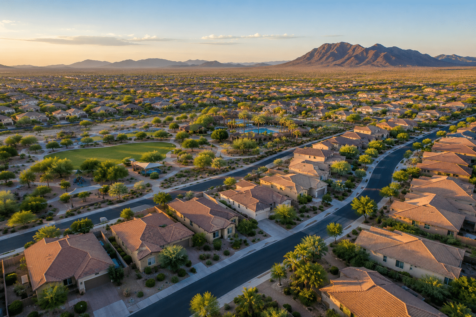 Glennwilde master-planned community aerial view Maricopa AZ
