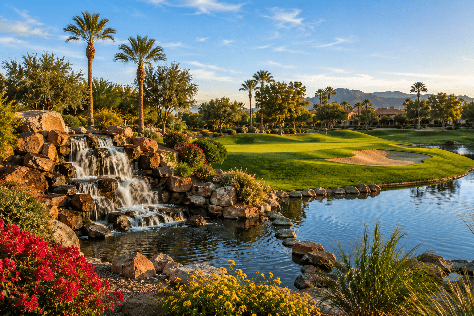 Ocotillo Golf Club Chandler AZ waterfall fairway Ted Robinson design
