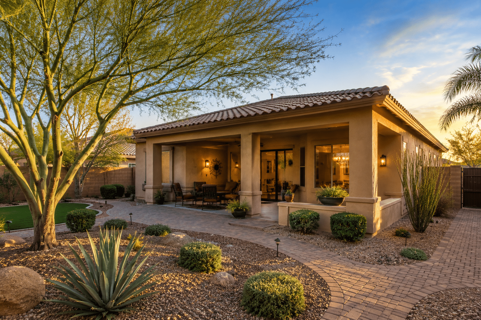 Ironwood Estates Peoria AZ single-family home with covered patio and palo verde trees