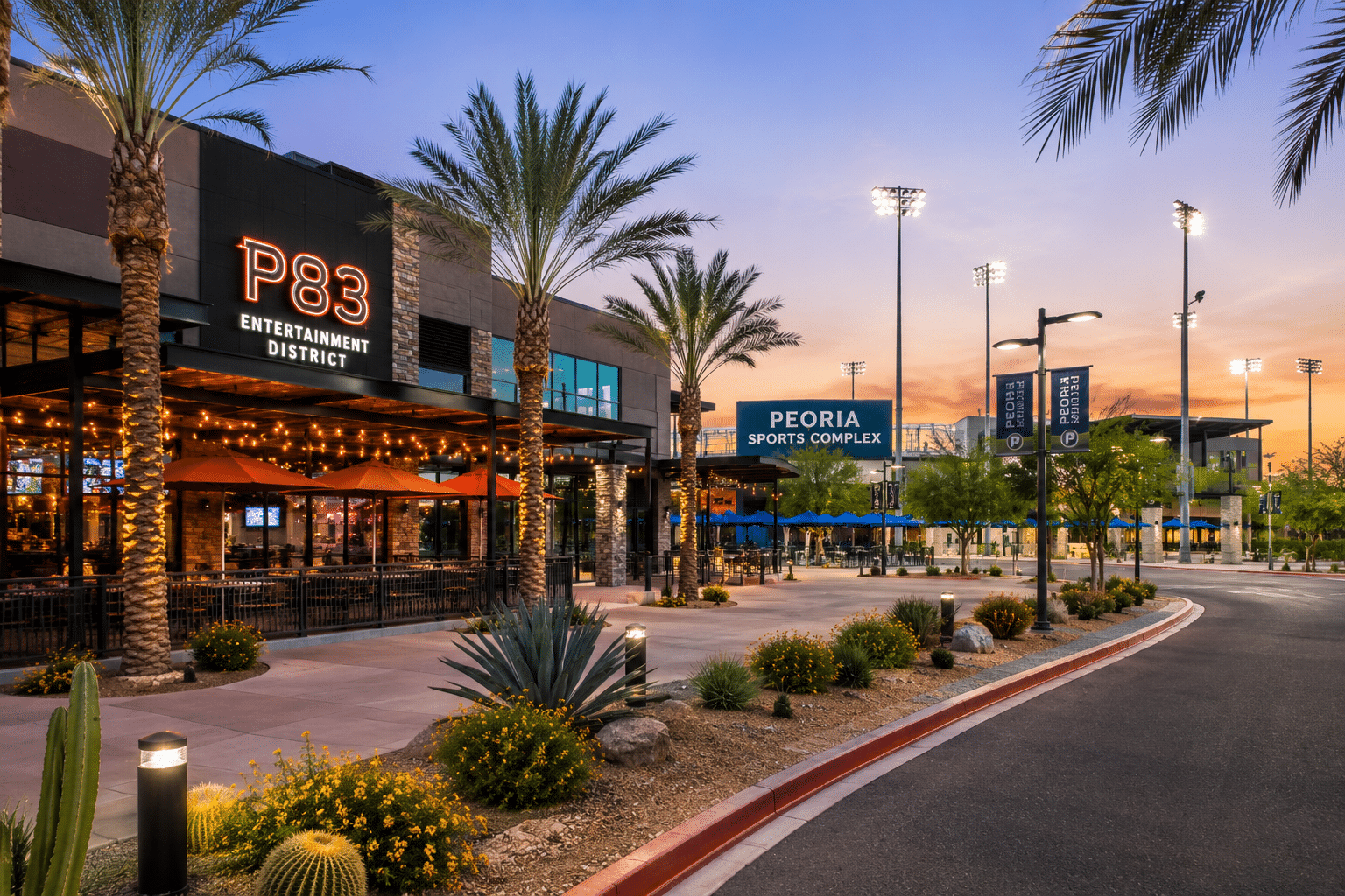 P83 Entertainment District Peoria AZ restaurants and Peoria Sports Complex