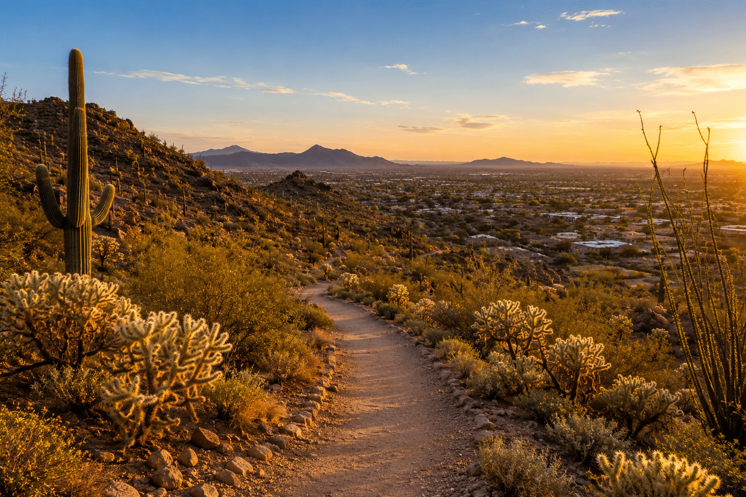 Thunderbird Conservation Park Cholla Loop trail near Sierra Verde Glendale AZ