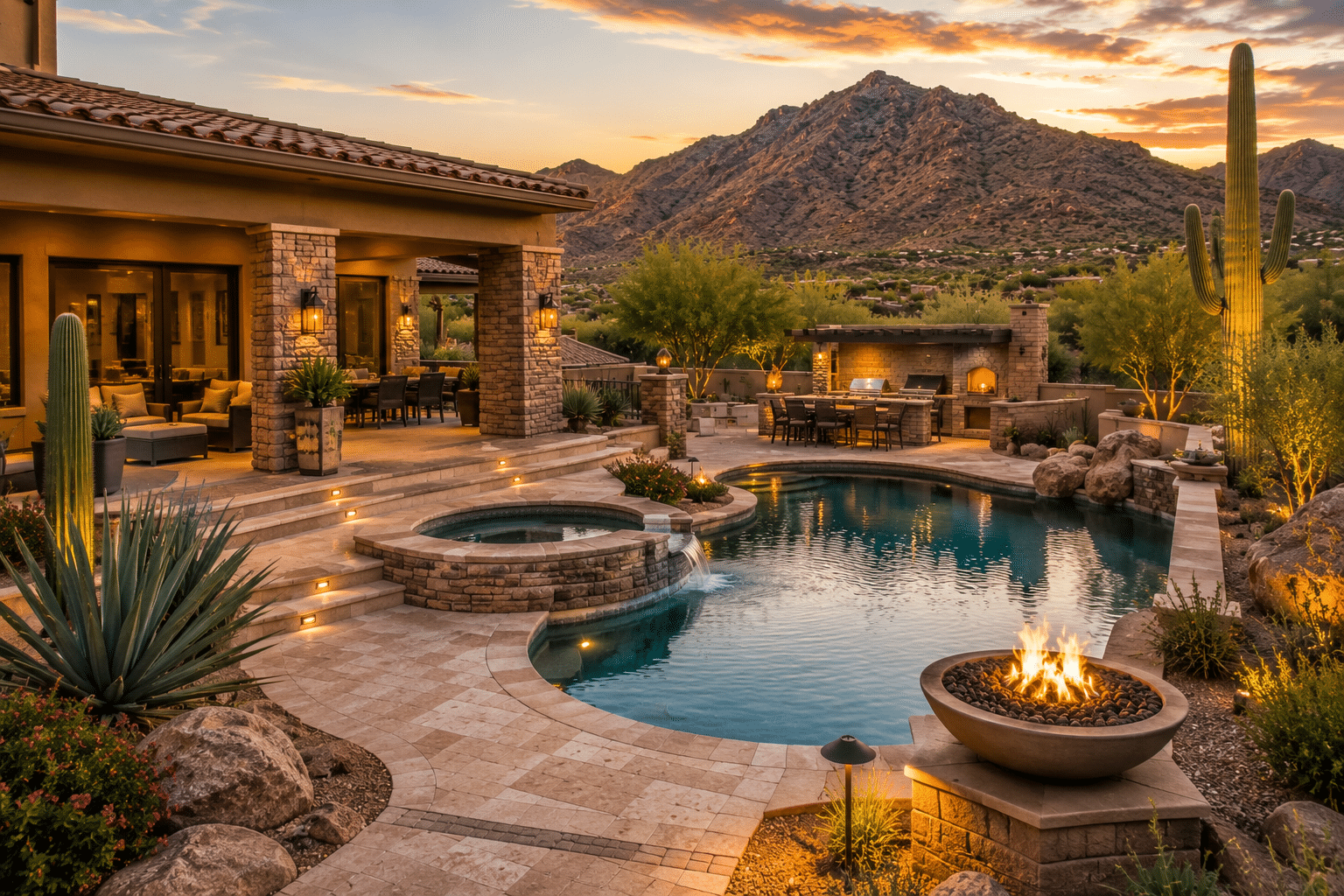 Ahwatukee Custom Estates custom estate pool and outdoor living area