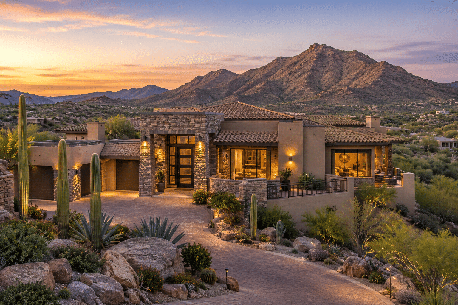 Ahwatukee Custom Estates luxury hillside home with South Mountain views