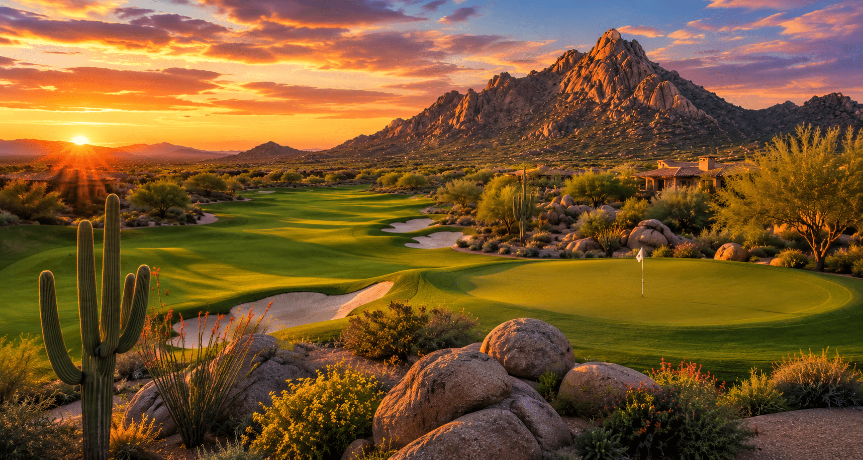 Estancia Golf Club Tom Fazio fairway at sunset North Scottsdale