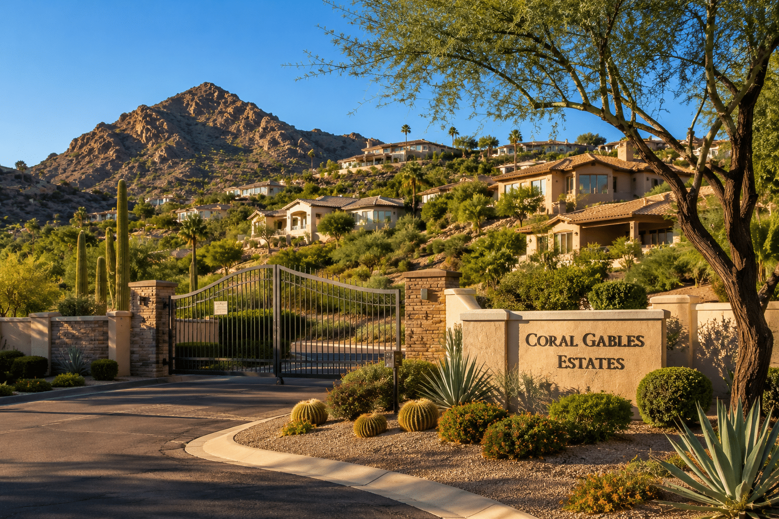 Coral Gables Estates guard-gated community Moon Valley Phoenix hillside homes